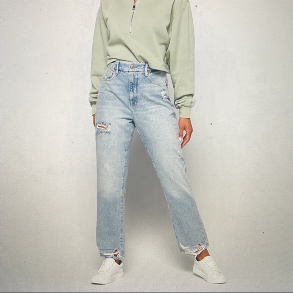 Good American Good Boy Straight Distressed Jeans Style GB050T Size 6/28